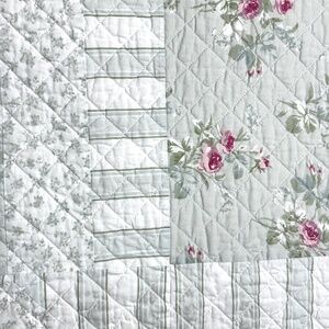 quilt cover queen SHABBY CHIC floral pink lady rose green patchwork cotton 82x84